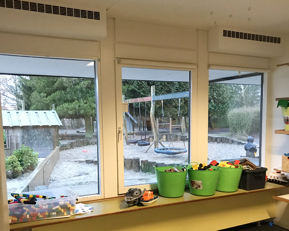 MicroVent ventilation i fællesrum i Børnehuset Rosengården